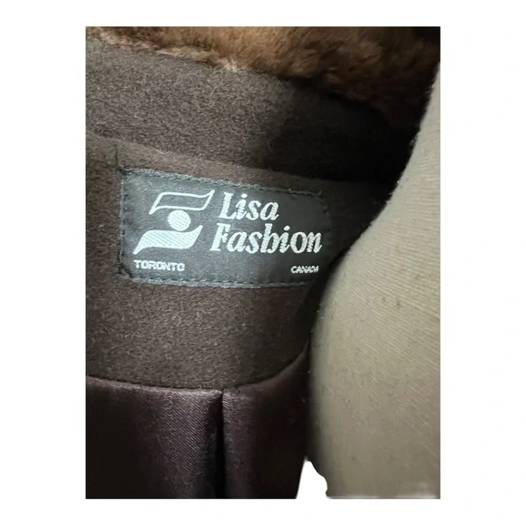Vintage Elegant Brown Wool/Cashmere Coat With Luxurious Mahogany Mink Fur Collar - Picture 6 of 13